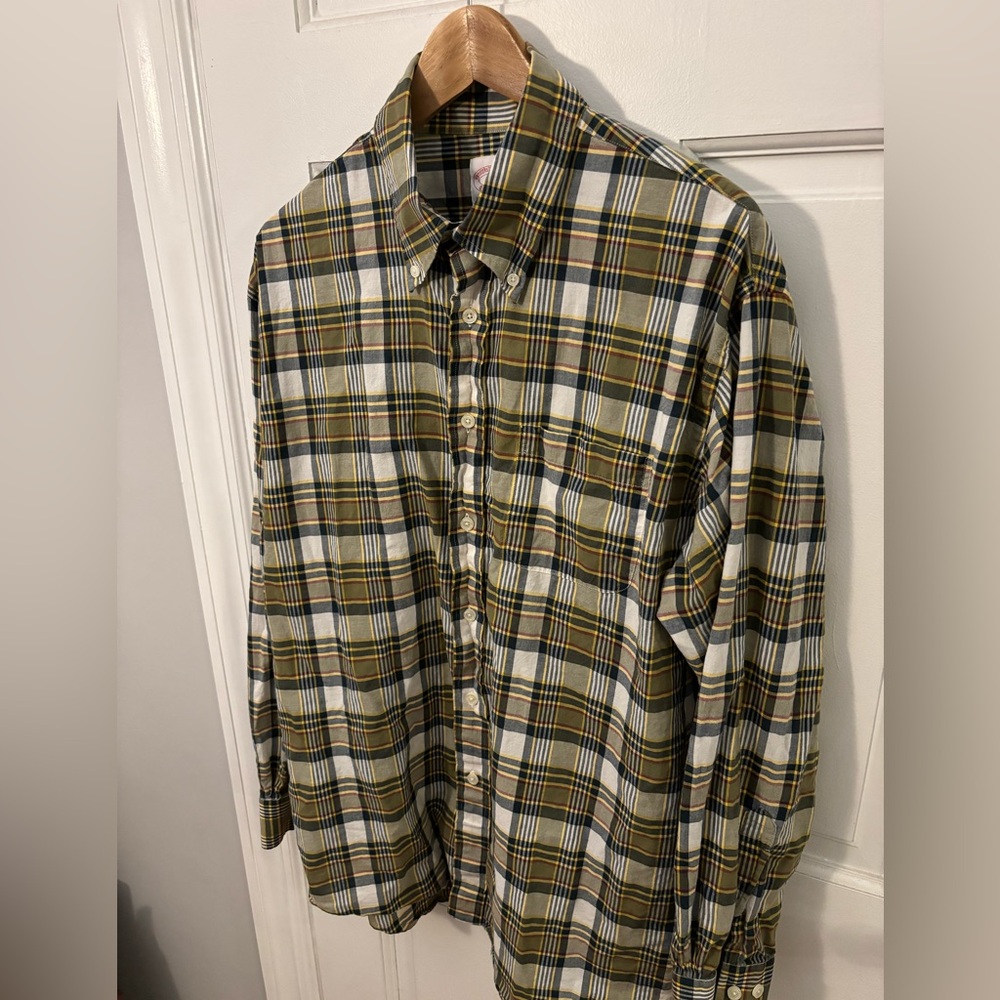 Brooks Brothers Madison Large Plaid Button Down “Original Polo” Lightweight